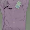 YEXPINE Women's Tunic Mini Shirt Dress Cotton Linen Long Sleeve Button Up Ruffle Hem Loose Casual Summer Pockets Shift Dress (Purple, XS)