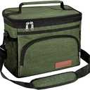 ExtraCharm Insulated Lunch Bag for Women/Men - Reusable Lunch Box for Office Picnic Hiking Beach - Leakproof Cooler Tote Bag Organizer with Adjustable Shoulder Strap for Adults - Green