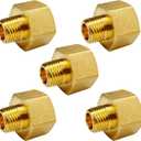 5 pcs 1/2" NPT Female x 1/4 NPT Male Connector, Brass Pipe Fitting, 1/2" to 1/4" NPT Reducer Adapter