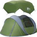 4/6 Person Easy Pop Up Tent, Waterproof, Automatic Setup,2 Doors-Instant Family Tents for Camping, Hiking & Traveling (Green)