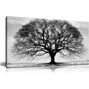 Prepeyssee Tree of Life Wall Art Large Artwork Black and White Wall Art Modern Landscape Nature Canvas Prints Decor for Living Room Bedroom Office Ready to Hang 20"x40"