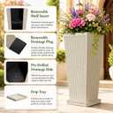 NicBex 24" Tall Planters for Outdoor Plants Set of 2 Square Fluted,Beige