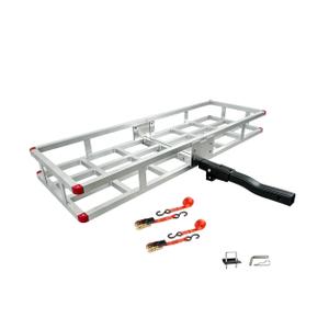 60 x 20 x7 Aluminum Cargo Carrier Hitch Mount | 500lb Heavy Duty Folding Luggage Rack - Powder Coated 2" Angled Shank for Ground Clearance - Rustproof Vehicle Cargo Basket for SUV & Truck Storage