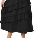 GORLYA Girls Boho Asymmetrical Tiered Ruffle Hem Long Swing Casual Fancy Maxi Skirts 10Y (Black)