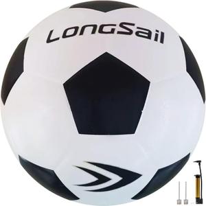 Foam Waterproof Soccer Ball USA Size 3,4,5 Kids Youth Adult Seamless High Durability Leisure Sports Beginners Club Competition Training (Black/White, Size 4)