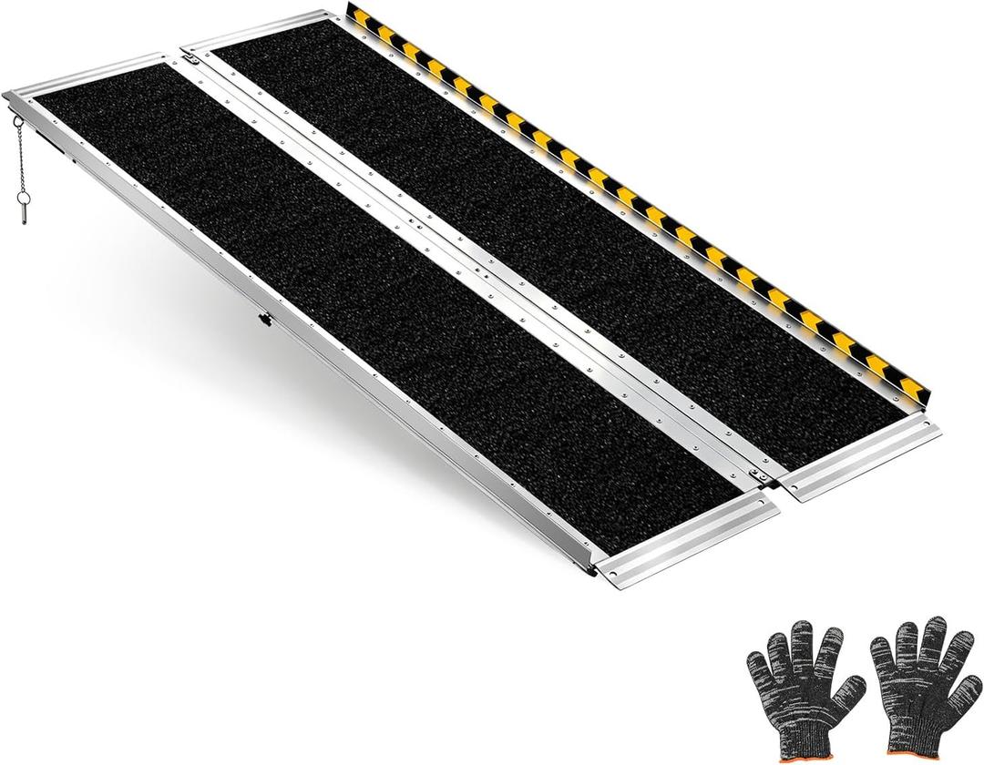 VEVOR 5FT Portable Wheelchair Ramp, Smooth Door Access No Blocking Design, 800 LBS Heavy Duty Non-Slip Threshold Ramp for Home Steps, Stairs, Doorways, Scooter, Curbs