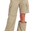 Kids Lightweight Convertible Zip-Off Cargo Pants for Girls and Boys Khaki 10Y