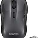 LeadsaiL Wireless Mouse, 2.4Ghz USB Cordless Mouse for Laptop, Compact Silent Mice, 4 Buttons, 3 Adjustable DPI, Ergonomic Optical Mouse for MacOS and Windows Computer, Notebook (Light Grey)