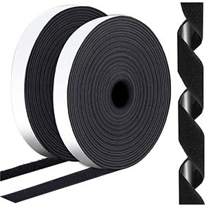 1 Inch x 42 Feet Black Hook Loop Strips with Adhesive Heavy Duty, Double Sided Hook Loop Rolls, Picture Hanging Strips, Bulk Sticky Straps Wall Hanging Strips