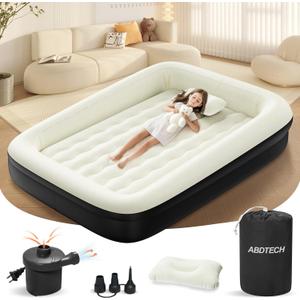 Inflatable Toddler Travel Bed - 64 Inches Portable Toddler Air Mattress with Four Safety Sides - High-Speed Pump and Carry Bag - Comfortable Mattress & Easy to Inflate and Deflate - Black
