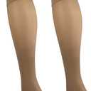 Truform Sheer Compression Stockings, 8-15 mmHg, Women's Open Toe, Knee High Length, 20 Denier, Beige, Medium