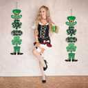 2 Piece St. Patrick's Day Wooden Door Hanging Sign, Shamrock Leprechaun Door Decor Happy St. Patrick's Day Wooden Welcome Sign for Front Door Porch Indoor Outdoor Irish Spring Decorations