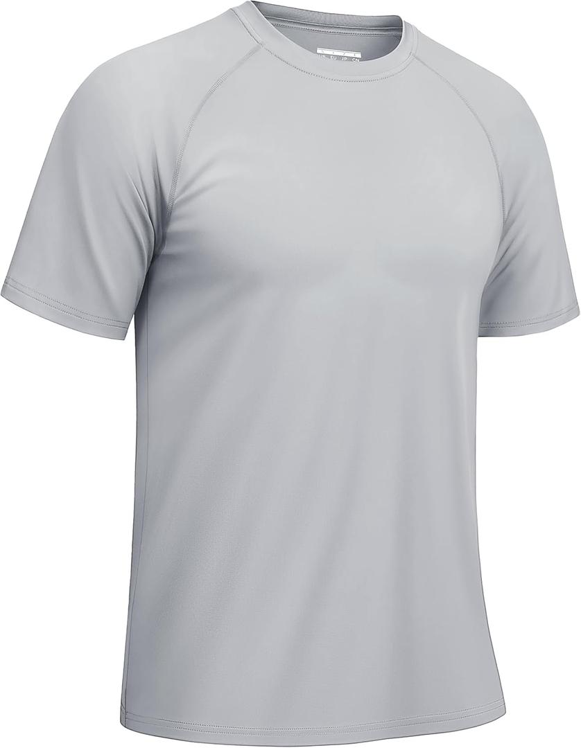 TACVASEN Men's Rashguard Shirts Short Sleeve UPF 50+ Sun Protection SPF T-Shirt Quick Dry Fishing Swim Athletic Tops (Gray, S)