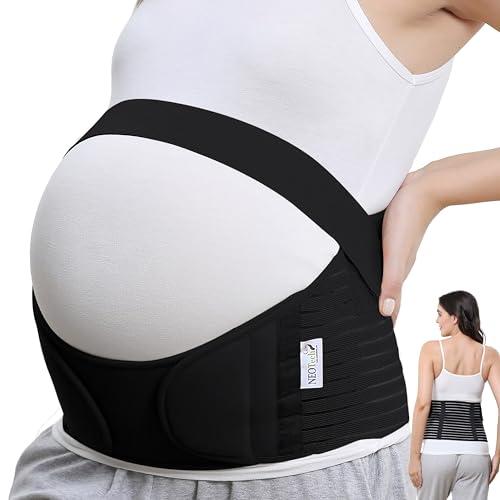 NeoTech Care Pregnancy Support Maternity Belt, Waist/Back/Abdomen Band, Belly Brace (Size L, Black Color)