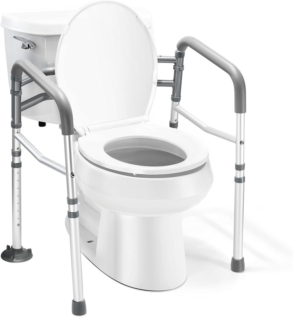 Medical king Toilet Safety Rail - Adjustable Detachable Toilet Safety Frame with Handles Heavy-Duty Toilet Safety Rails Stand Alone - Toilet Safety Rails for Elderly, Handicapped - Fits Most Toilets