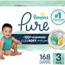 Pampers Pure Protection Baby Diapers, Size 3 (16-28 lbs), 168 Count, Up to 100% Leakproof, Premium Plant-Based Skin Protection, Hypoallergenic Soft Diapers