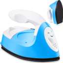 Honoson Mini Craft Iron Mini Heat Press Small Iron 3.93 x 2.36 x 2.76 in Portable Handy Tiny Flatiron with Charging Base Accessory for Fuse Bead Patch DIY Heat Transfer Vinyl(Blue)