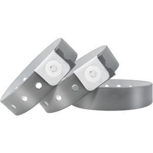 Plastic Party Silver Wristbands-100 Pack Colored Vinyl Wristbands for Events-Waterproof Lightweight Security Wrist Bands for Bar Club Festival Music Meeting