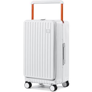 Joyway Hardshell 24 inch luggage with spinner wheels, Lightweight Hardside large checked withTSA Lock (White, Checked Luggage-24 Inch)
