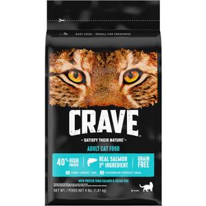 CRAVE Grain Free Adult High Protein Natural Dry Cat Food with Protein from Salmon & Ocean Fish 4 lb (4 Pound (Pack of 1))