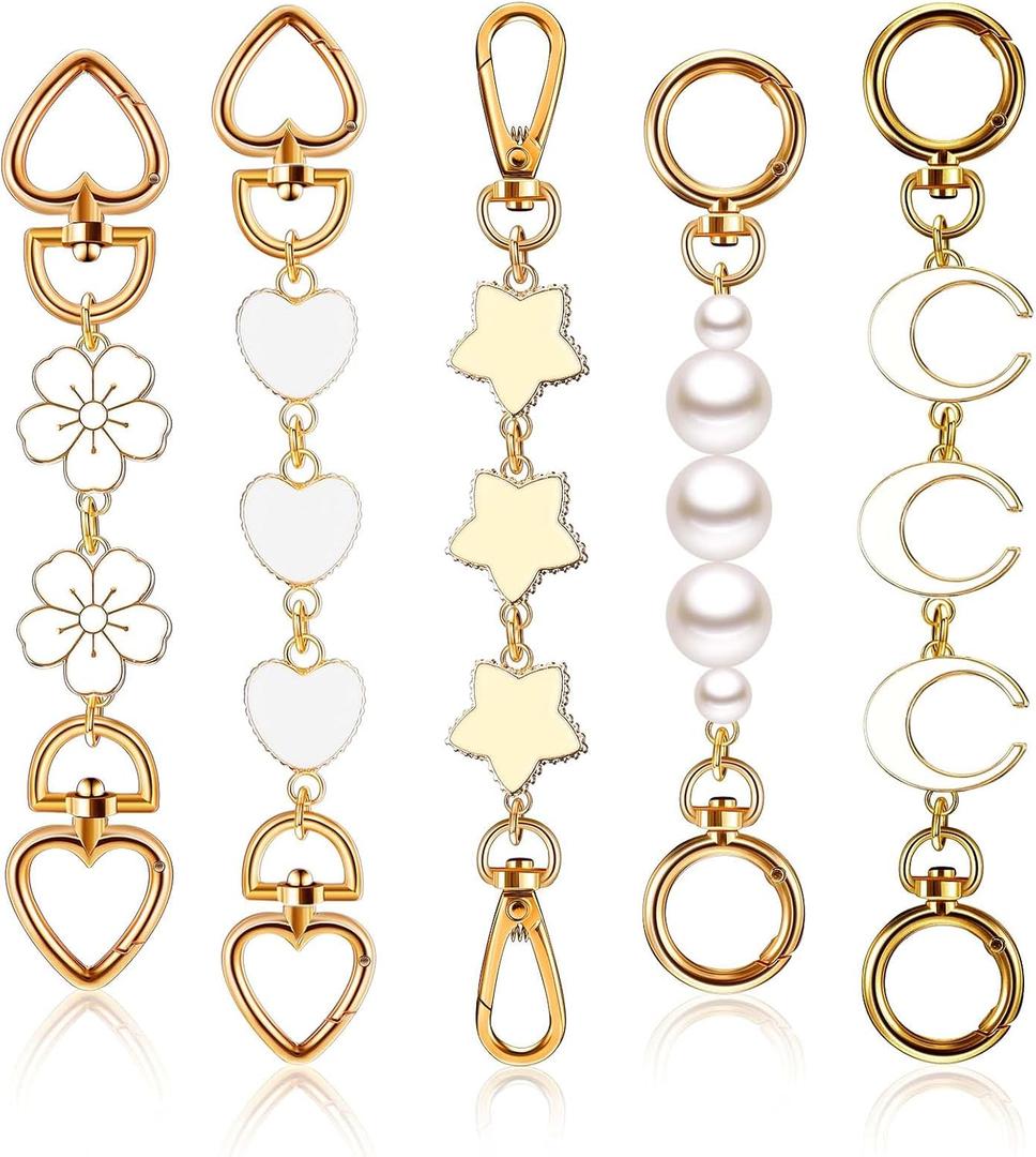 Remuuly 5 Pcs Purse Strap Extender Golden Bag Extender Chain Metal Bag Replacement Handbag Chain Purse Making Supplies(Elegant)