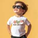 Toddler Boy Christmas Shirt for Girls Kids, Happy Xmas Tee, Santa Snowman Trees Dinosaur Reindeer Digger, 2-6T (3-4T, Peave Love)