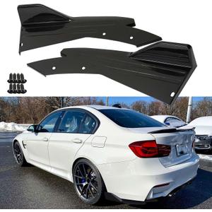 Universal Car Rear Bumper Lip Splitters Fins Spoiler Canards Diffuser Side Fin Scratch Black Mudguards Protector - Gloss Black,C