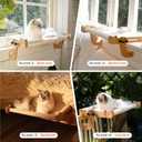CHEERHOME PETS Cat Window Perch with Washable Bolster, Fluffy Cats Hammock Bed for Window, Adjust Wooden Seat for Kitten Bedside Windowsill, Wooden Cats Furniture(Medium White)