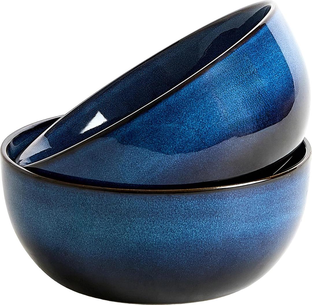 9 Inch Large Salad Bowls Set of 2, 83 Oz Porcelain Serving Bowl for Salad Soup Pasta Popcorn, Ceramic Decorative Bowls Fruit Bowl for Home Decor, Microwave,Oven,and Dishwasher Safe, 9.06" D x 9.06" W x 3.94" H
