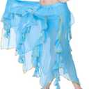 Hdhdeueh Women Dancing Costume Skirt Belly Dance Costume Skirt with Gold Edge Chiffon Belly Dance Skirt
