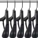 DEDU Suit Hangers for Men 10 Pack Width 17.7", Black Coat Hangers no Shoulder Bump Non Slip for Thick Sweaters, Plastic Extra Wide Shoulder with Pants Bar & Metal Hook