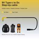 9V Heated Jacket Battery Step-Up Adapter Charger Cable for 7.4V 8.4V Heated Jackets, Heated Hoodies and Heated Vests(Not for 12V Heated Gear)
