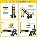 4 in 1 Convertible Hand Truck Dolly Cart with Wheels, 1000Lbs Capacity, Heavy Duty Stair Climbing Hand Trucks with Bungee Cord & Strap for Flat Ground & Stairs, Logistics, Home, Office, Yellow