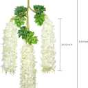 White Wisteria Hanging Flowers 3.6 Feet/Piece Artificial Fake Wisteria Vine Rattan Hanging Garland Silk Flowers String for Home Party Wedding Garden Outdoor Décor