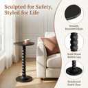 Small Round Side Table, 12" Drink End Table for Small Spaces, Black, 11.81" x 11.81" x 21.57"