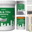 NADAMOO Tub and Tile Refinishing Kit (1kg / 35 oz, with tools), Bathtub Sink Countertop DIY Paint Kit for Bathroom Kitchen Porcelain Fiberglass, Semi-gloss White Coat
