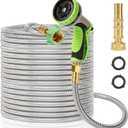 Garden Hose Metal 75 FT, Stainless Steel Hose, Water Hose with 10 Function Nozzle & Brass Nozzle, Lightweight, No Kink & Tangle, Easy to Use & Store, Heavy Duty Metal Hose for Yard and Lawn