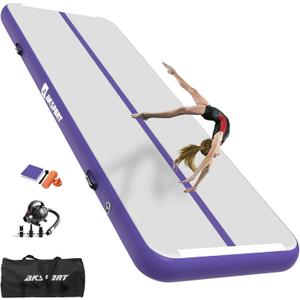AKSPORT Gymnastics Air Mat Tumble Track Tumbling Mat Inflatable Floor Mats with Air Pump for Home Use/Tumble/Gym/Training/Cheerleading/Parkour/Beach/Park/Water