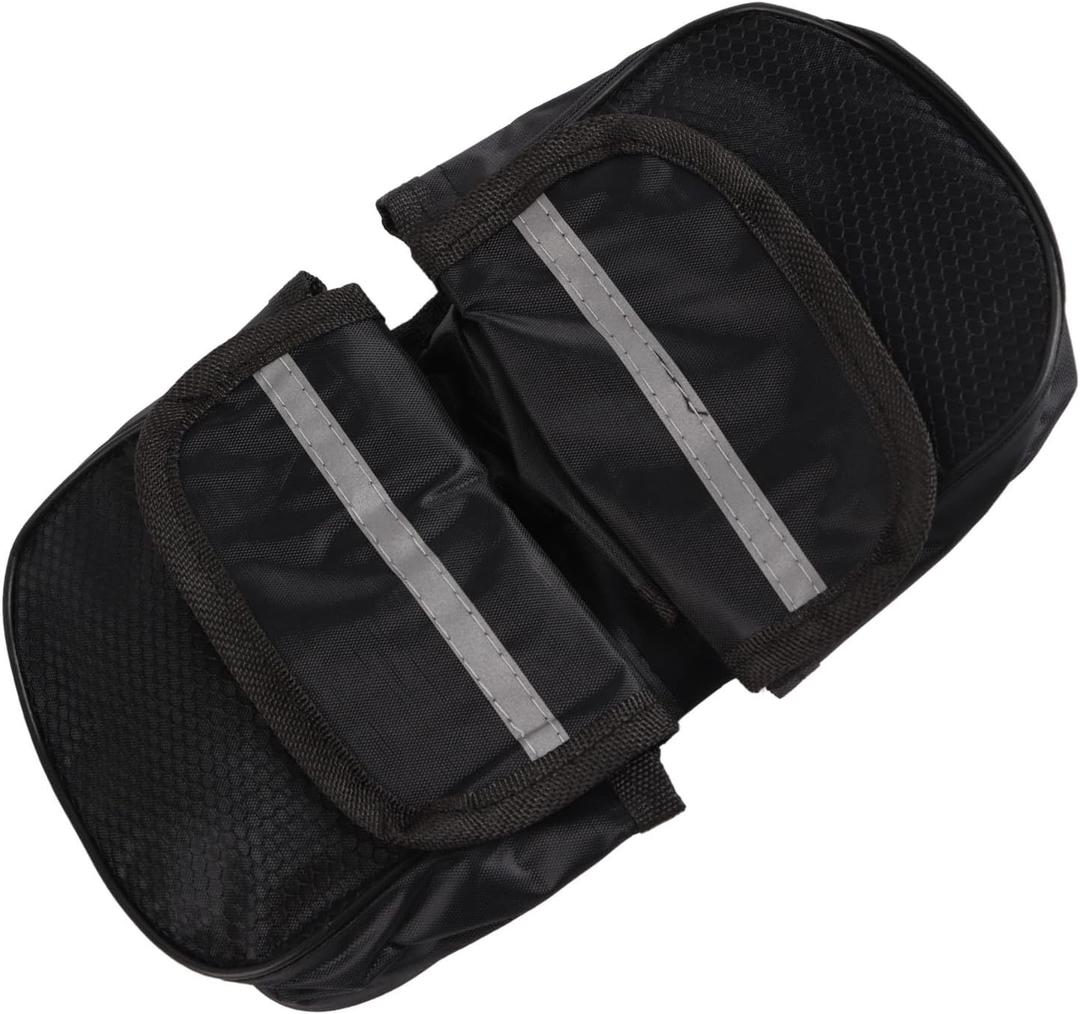 Cycling Frame Front Double Side Bag, Bicycle Bike Cycling Frame Pannier Saddle Front Tube Bag Double Side Pouch for Containing Towel, Sunglasses(Black)