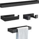 Black Towel Bar Set, 4-Pieces Bathroom Hardware Set Modern Bathroom Towel Holder Set SUS304 Stainless Steel Wall Mounted Towel Rack Set,23.6 Inch
