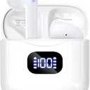 KTGEE Wireless Earbuds, Bluetooth 5.3 Headphones with 40Hrs Playtime LED Power Display Charging Case, Touch Control Clear Call Stereo IPX5 Waterproof in-Ear Earphones with Mic for Sports/Work, White