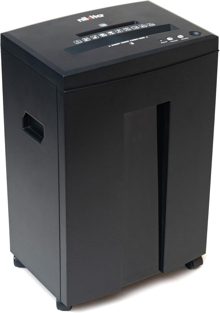 Nikita Paper Shredder | Cross-Cut 18-Sheet Heavy-Duty Shredder for Home Office Use | Ultra-Quiet Operation, Easy-Empty Clear Wastebasket, Shreds Credit Cards, Staples & CDs | ETL Certified Nikita Paper Shredder | Cross-Cut 18-Sheet Heavy-Duty Shredder for Home Office Use | Ultra-Quiet Operation, Easy-Empty Clear Wastebasket, Shreds Credit Cards, Staples & CDs | ETL Certified