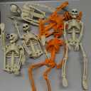 6 PCS Skeletons for Halloween 16 Inches, Full Body Posable Hanging Skeleton with Movable Joints for Halloween Party Decor Indoor and Outdoor Spooky Scary Yard Lawn Garden Patio Haunted House