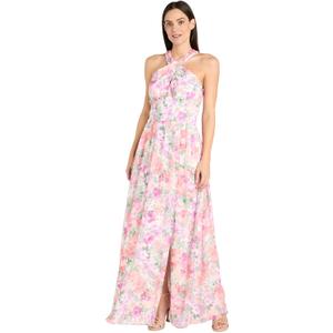 R&M Richards Women's Elegant Halter Chiffon Maxi Dress W/Criss-Cross Neckline & Panel Waistband (12 Petite)