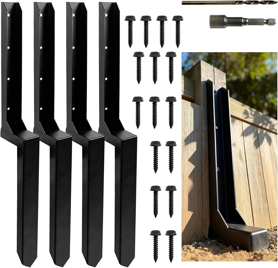 Fence Post Repair Kit, Fix Broken 4x4/6x6 Wood Post 4 Pack One-Piece Design