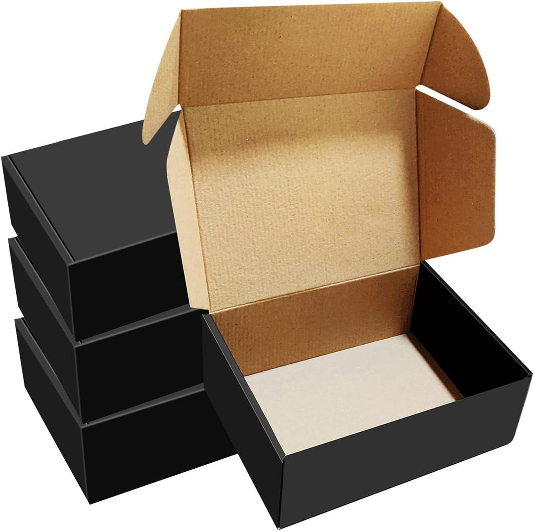 30 Pack 8x6x3 inches Black Shipping Boxes, Corrugated Mailer Boxes, Packaging Boxes for Products, Recyclable Cardboard Box, Flat Literature Mailers for Gifts, Clothing by Mailing