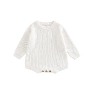 FYBITBO Baby Girl Boy Sweater Knit Oversized Pullover Sweatshirt Romper Onesie Warm Fall Winter Clothes Outfit Newborn, Solid White