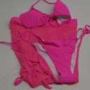 OZYEASE Women's 4 Piece Swimsuits Sexy Bikini Sets Triangle Bathing Suit with Mesh Cover Up Beach Skirt & Bandana (Multicolor, XL)