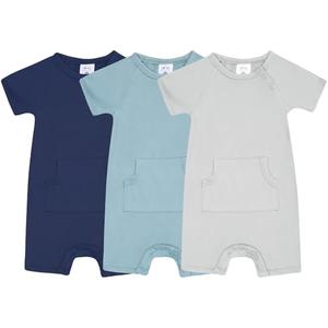 littogoose 3-Pack Baby Boys Girls Summer lightweight One-piece Rompers – Short Sleeve Shortalls with Pocket, Soft Outfit for Playtime XL