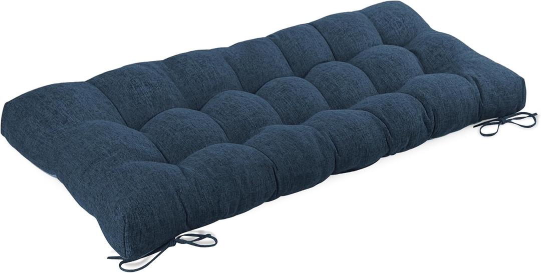 Bench Cushion for Indoor Furniture 48x19 inch Rectangle Bench Seat Cushion for Bay Window Entryway Bench Thick Textured Chair Cushion with Non-Slip Backing 1 Pack, Navy